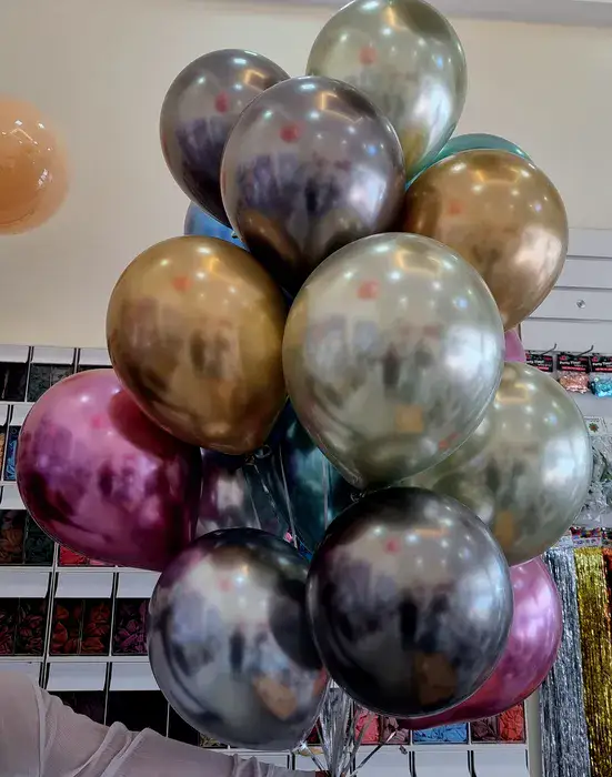 זר בלוני כרום- בלונים אטומים ומבריקים בצבעים: שחור, כסף, זהב, פוקסיה, רוז גולד(מחיר ליח)