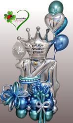 בלונים בכסף כחול וירוק מבריק