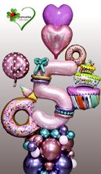 סידור בלונים עוגת קאפקייקס