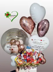 מארז לבבות ובלון שקוף