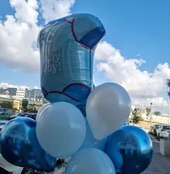 זר בלונים לברית 1 יח בלון מיילר לבחירה 3 בלוני הליום