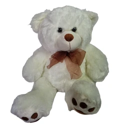 🧸 דובי לבן עם פפיון שיפון