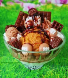 🍫 נר קינוח שוקולד בריח שוקולד וקרמל + m&m